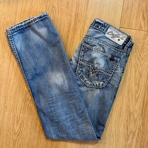 Buffalo David Bitton Deshawn Jeans Mens 30x32 Distressed Thick Stitch  Excellent
